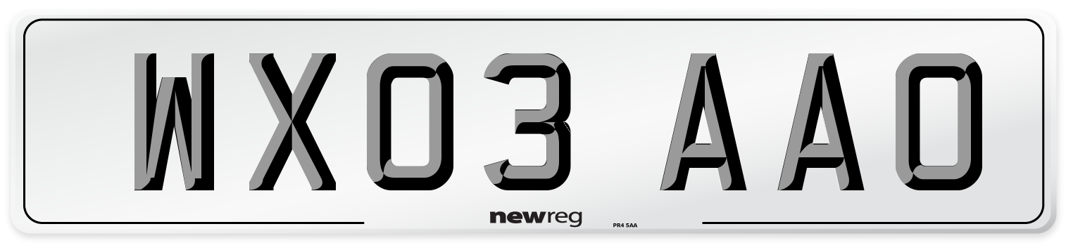 WX03 AAO Number Plate from New Reg
